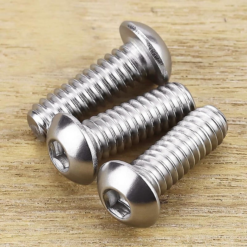 EASTLO 3/8-16 x 1 Button Head Socket Cap Bolts Screws, 304 Stainless Steel 18-8, Full Thread, Coarse Thread UNC, Allen Hex Drive, 5 PCS - Image 2